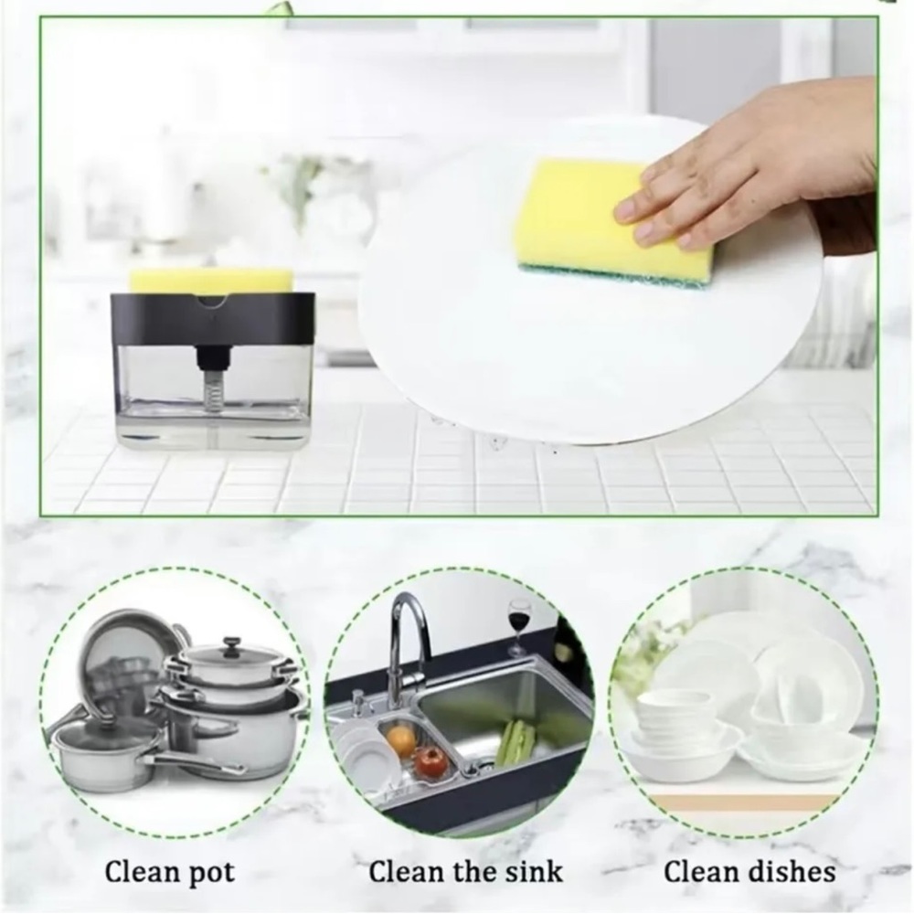 Dish Soap Dispenser for Kitchen,Sponge Holder Sink Dish
Washing 13 Oz - Picture 4 of 8